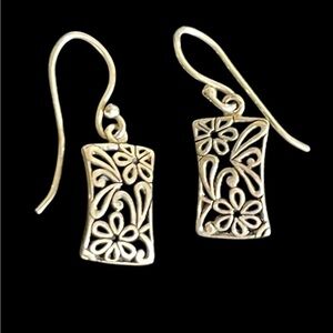 Dainty Sterling Silver Floral Filigree Earrings